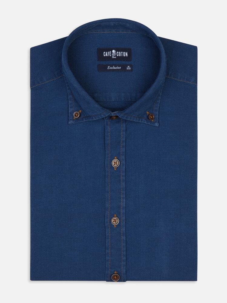 Tailliertes Ron Hemd aus Denim - Button-Down-Kragen