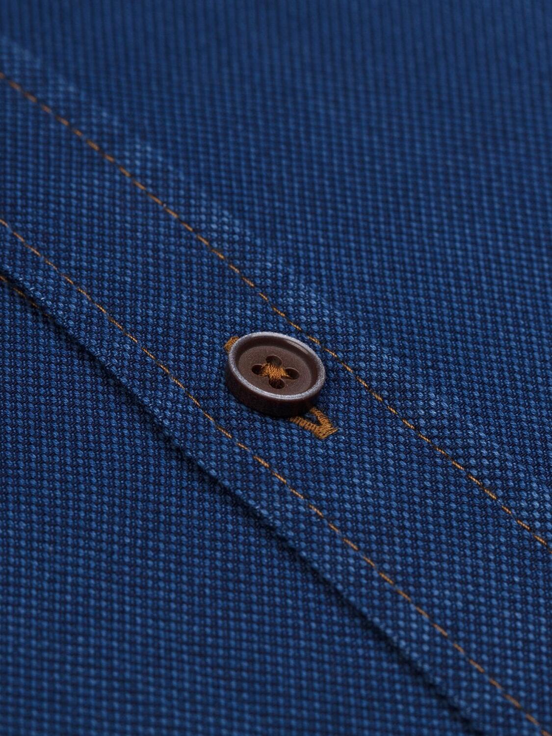 Ron slim-fit denim overhemd - Button-down kraag