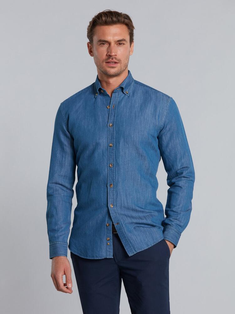 Chemise cintrée Ross en denim - Col Boutonné