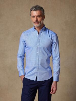 Camicia Smith slim-fitted in texture blu - Collo button-down