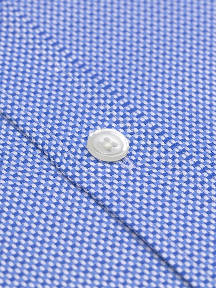 Camicia Smith slim-fitted in texture blu - Collo button-down