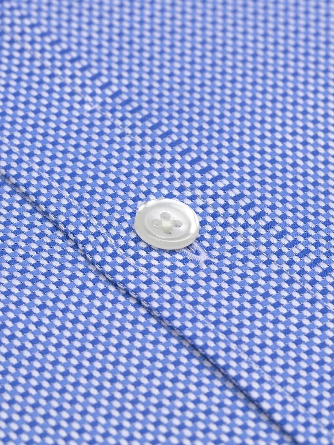 Camicia Smith slim-fitted in texture blu - Collo button-down