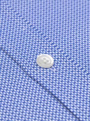 Camicia Smith slim-fitted in texture blu - Collo button-down