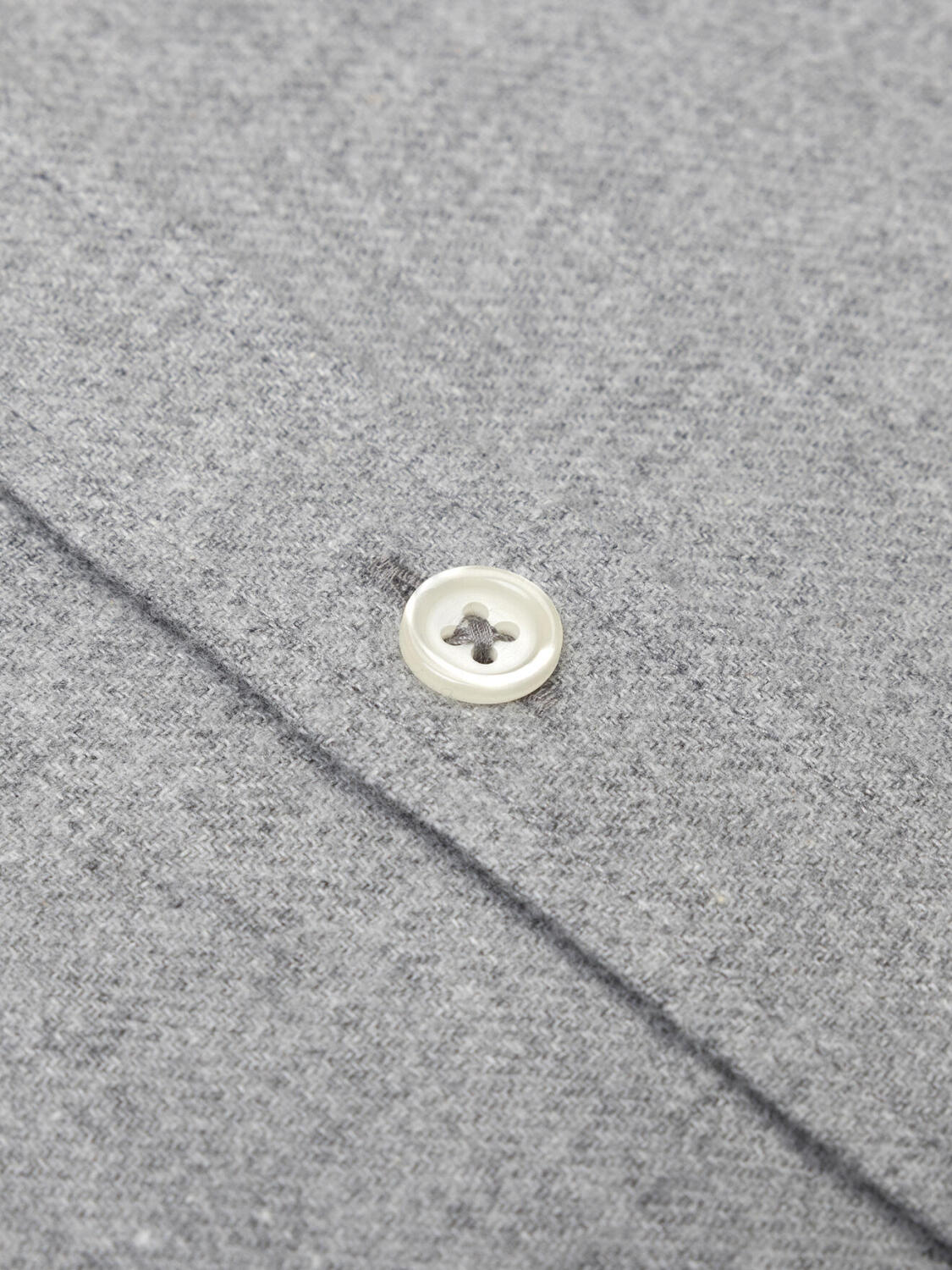 Storm grey flannel slim fit shirt - Button-down collar