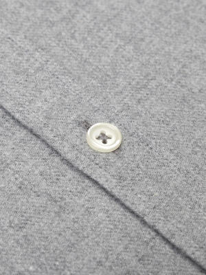 Storm grey flannel slim fit shirt - Button-down collar