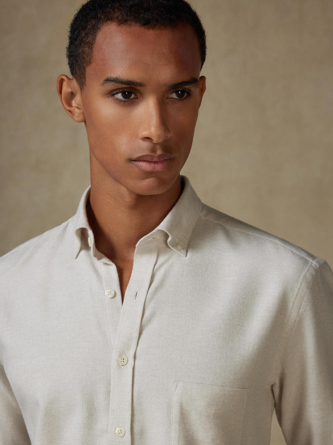 Storm off-white flannel slim fit shirt - Button-down collar