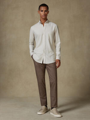 Storm off-white flannel slim fit shirt - Button-down collar