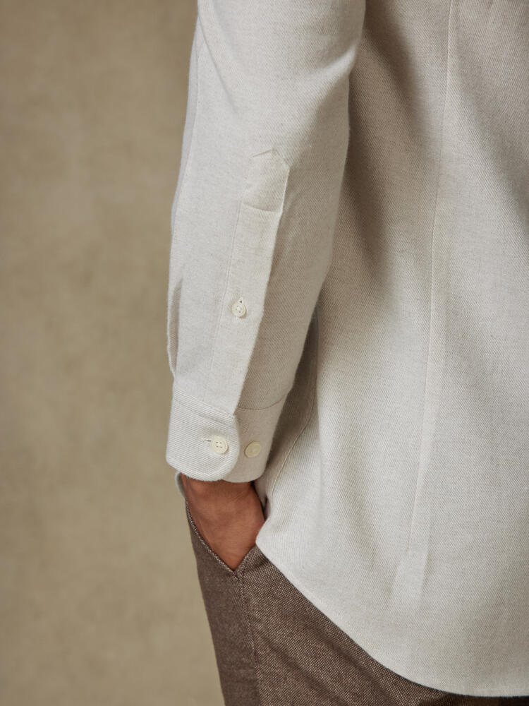 Storm off-white flannel slim fit shirt - Button-down collar