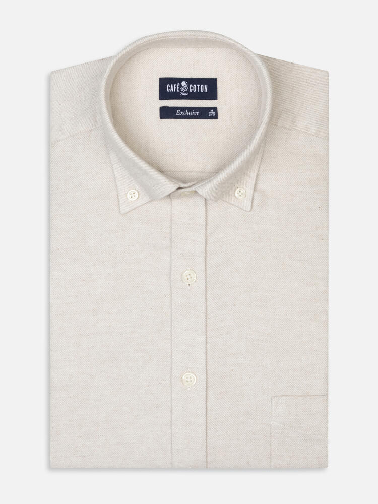 Storm off-white flannel slim fit shirt - Button-down collar