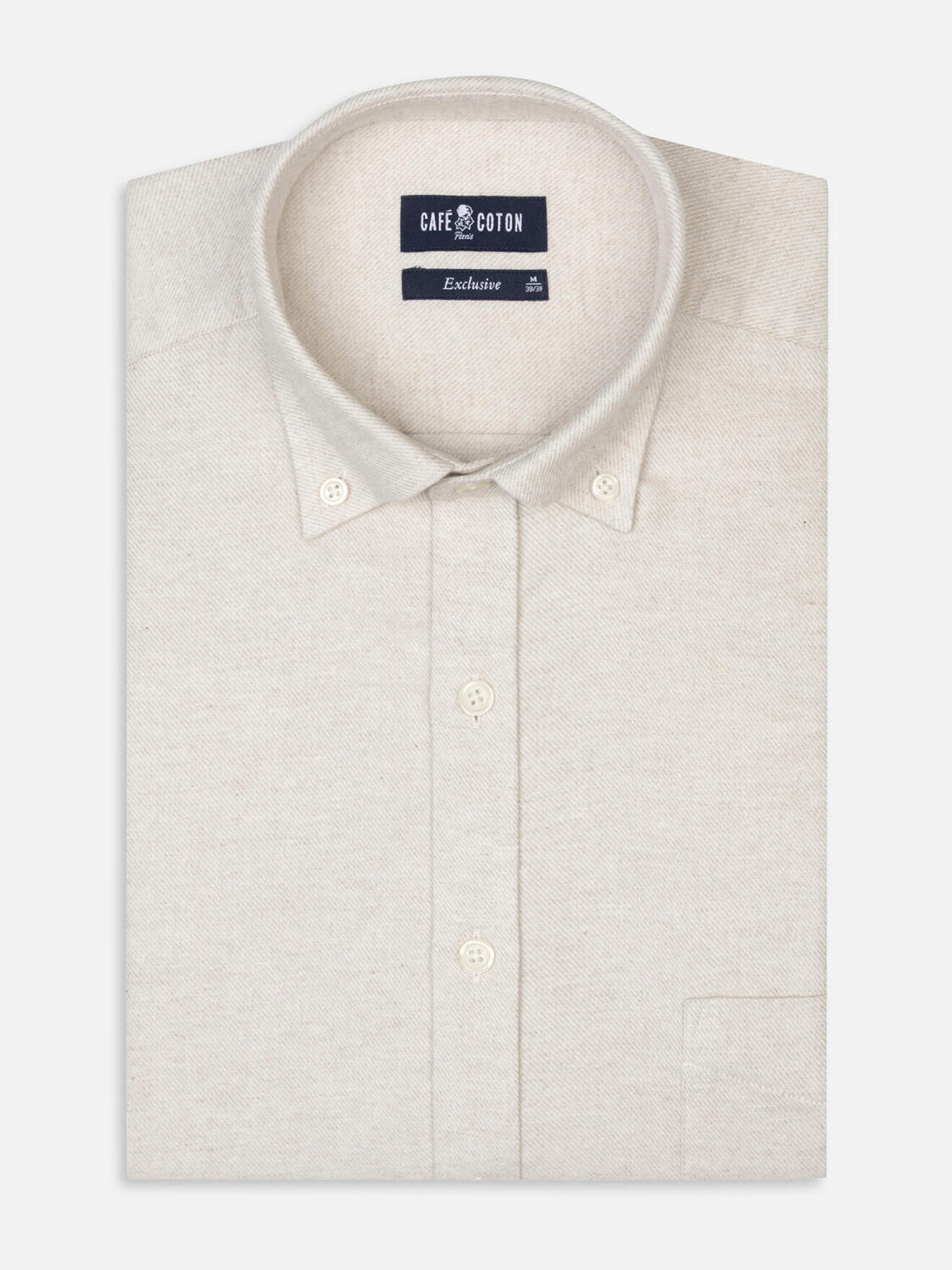 Storm off-white flannel slim fit shirt - Button-down collar