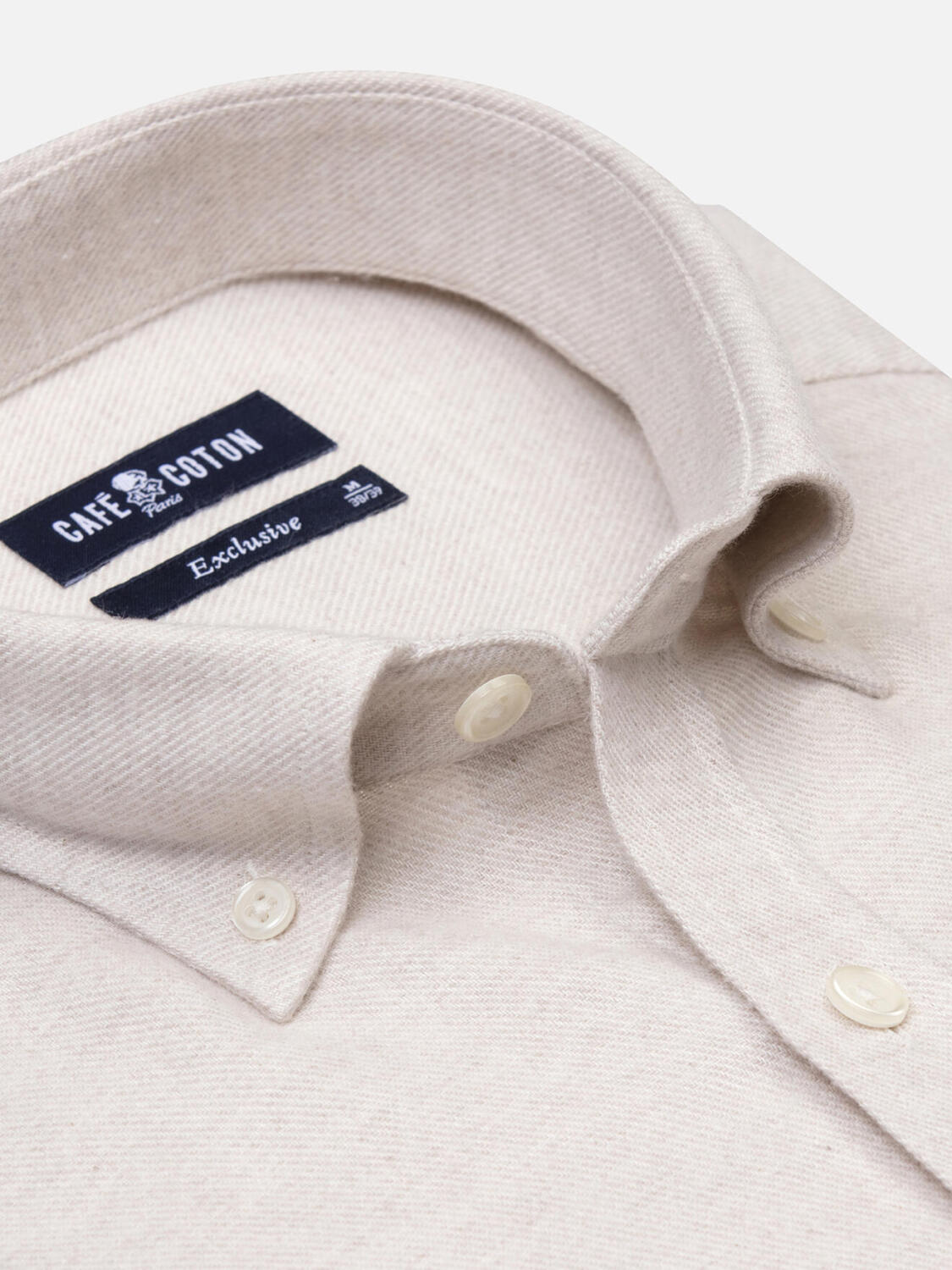 Storm off-white flannel slim fit shirt - Button-down collar