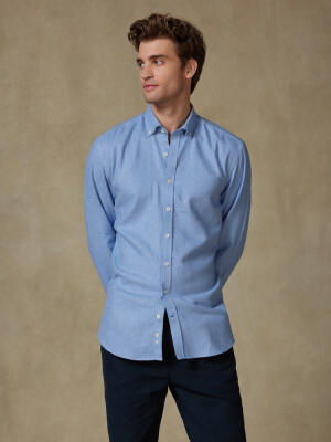 Storm sky flannel slim fit shirt - Button-down collar