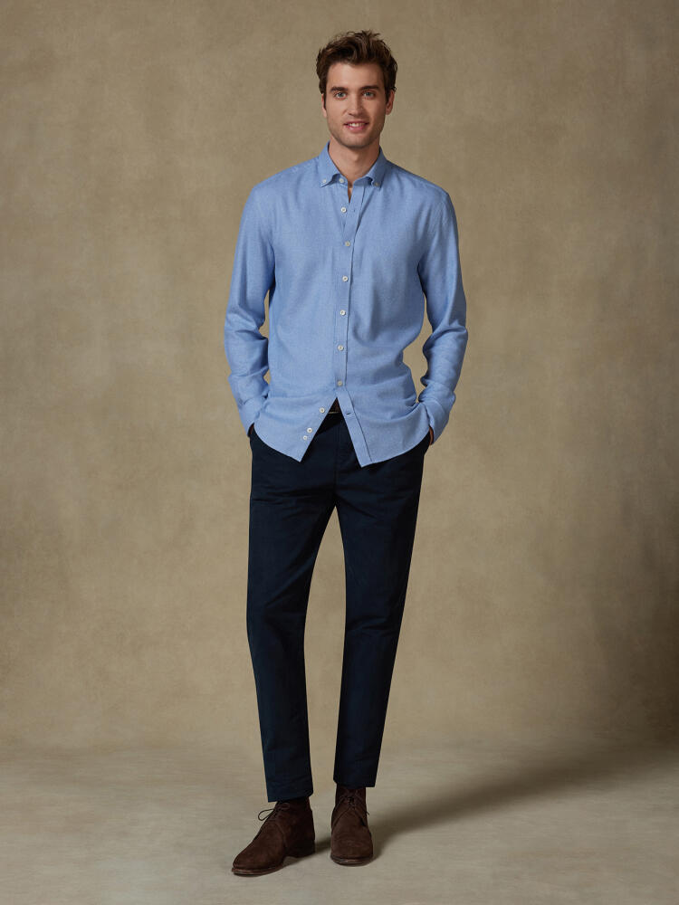 Storm sky flannel slim fit shirt - Button-down collar