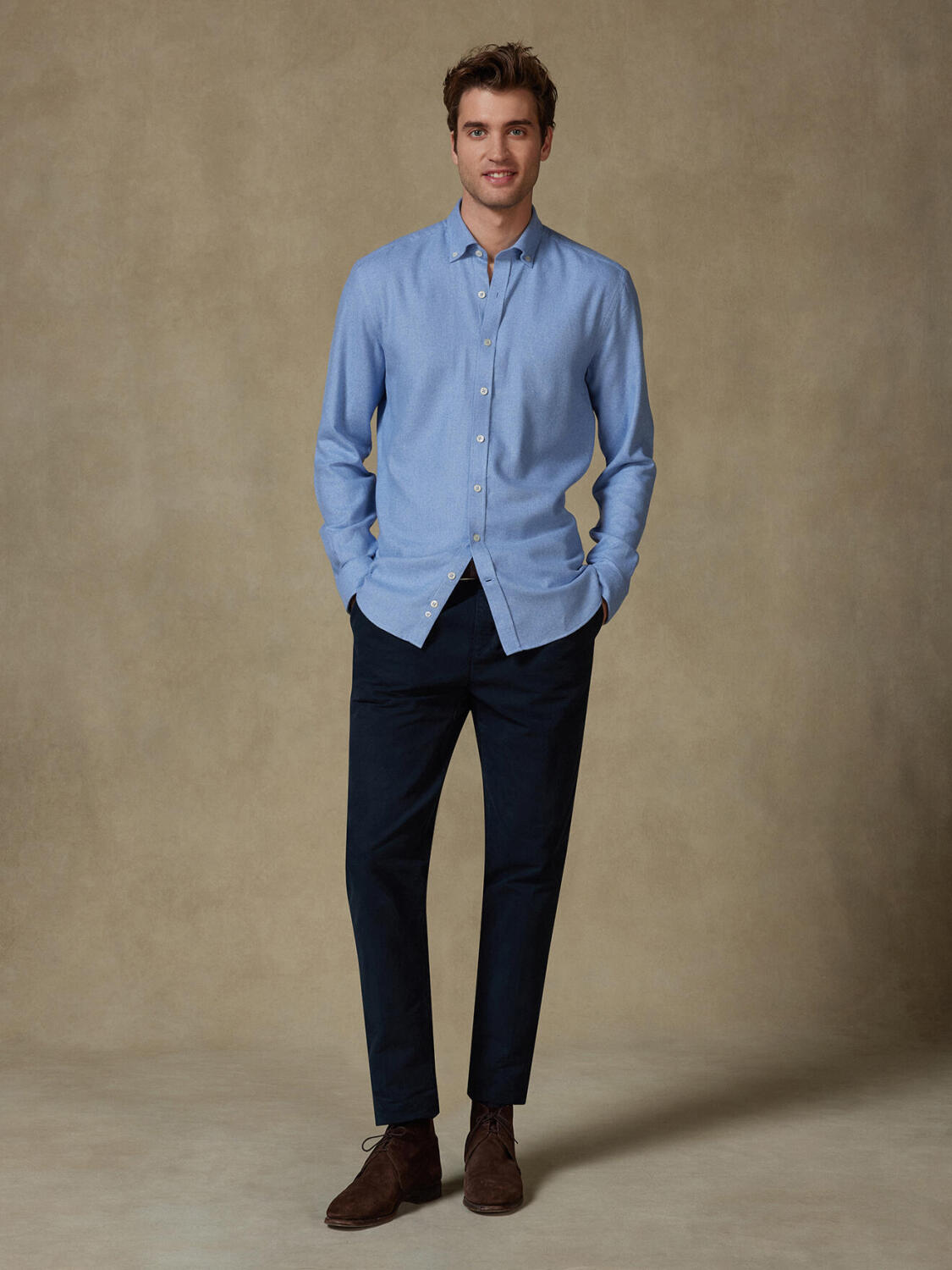 Storm sky flannel slim fit shirt - Button-down collar