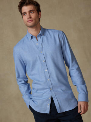 Storm sky flannel slim fit shirt - Button-down collar