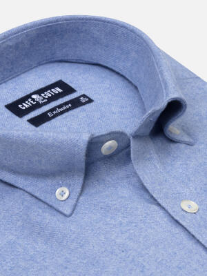 Storm sky flannel slim fit shirt - Button-down collar