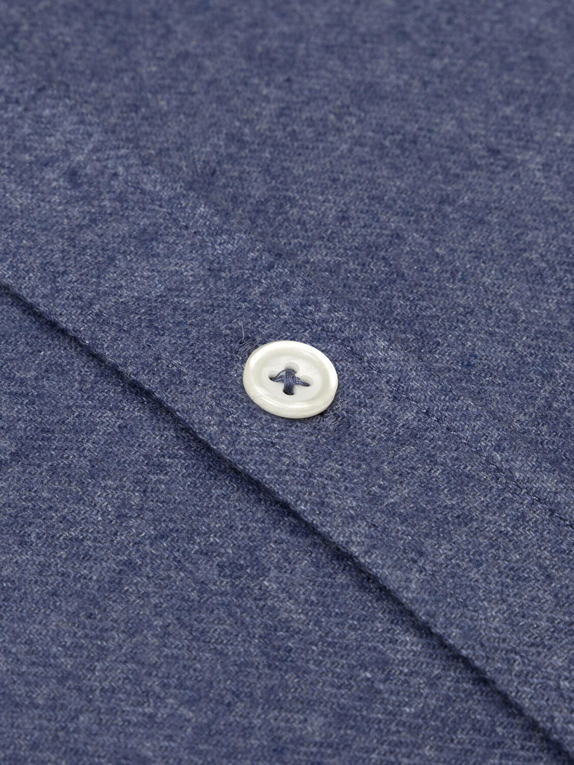 Storm blue flannel slim fit shirt - Button-down collar