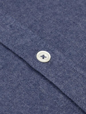 Storm blue flannel slim fit shirt - Button-down collar