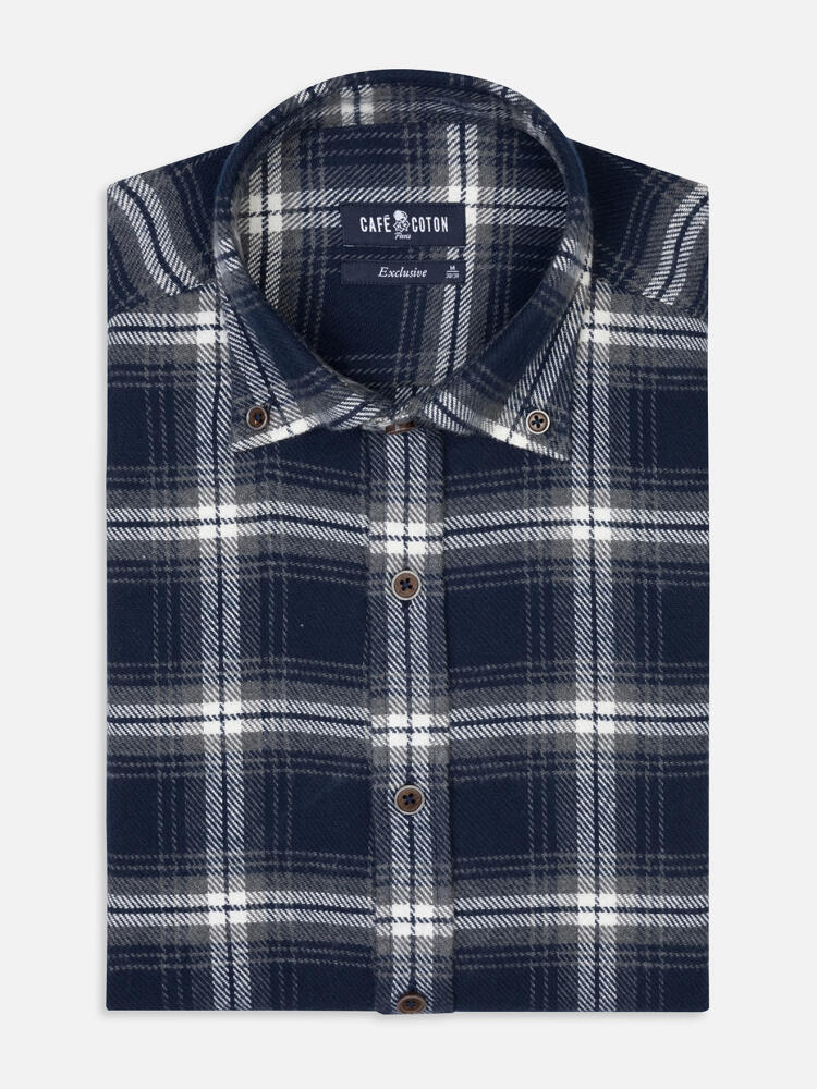 Chemise cintrée Teddy à motif tartan - Col Boutonné