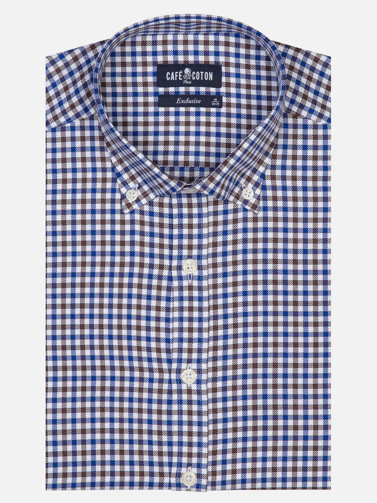 Tailliertes Hemd Todd braun - Button-Down-Kragen