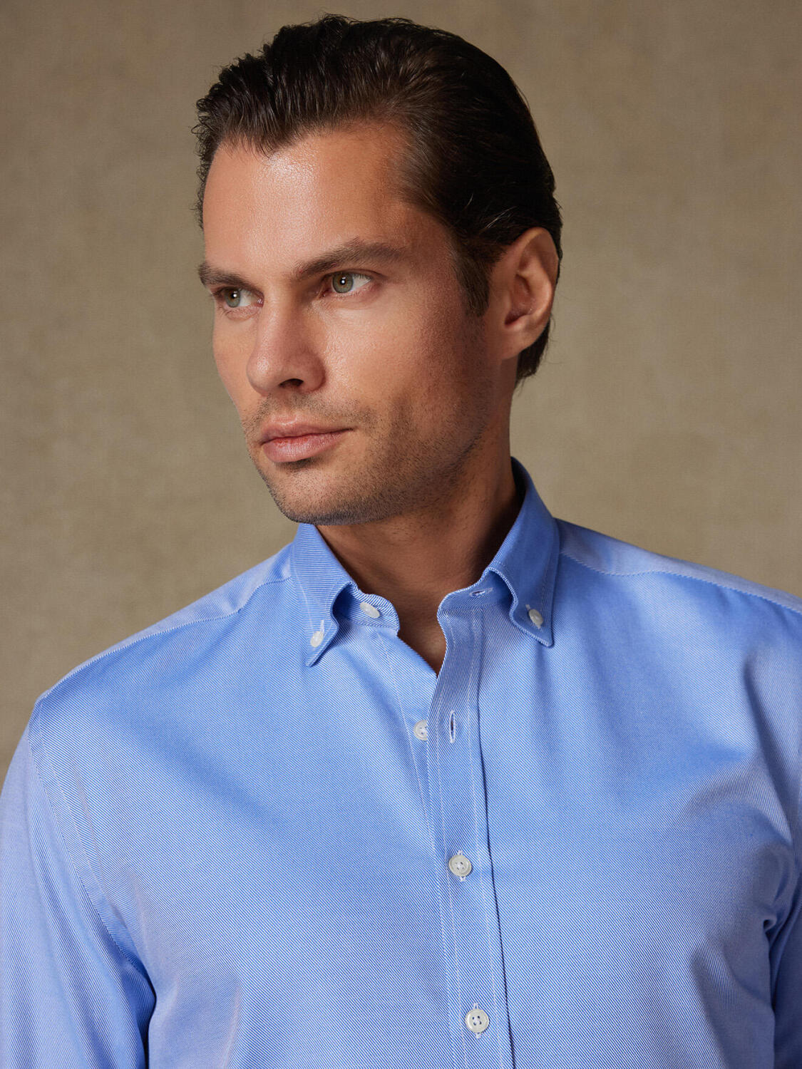 Blue twill slim fit - Button down collar