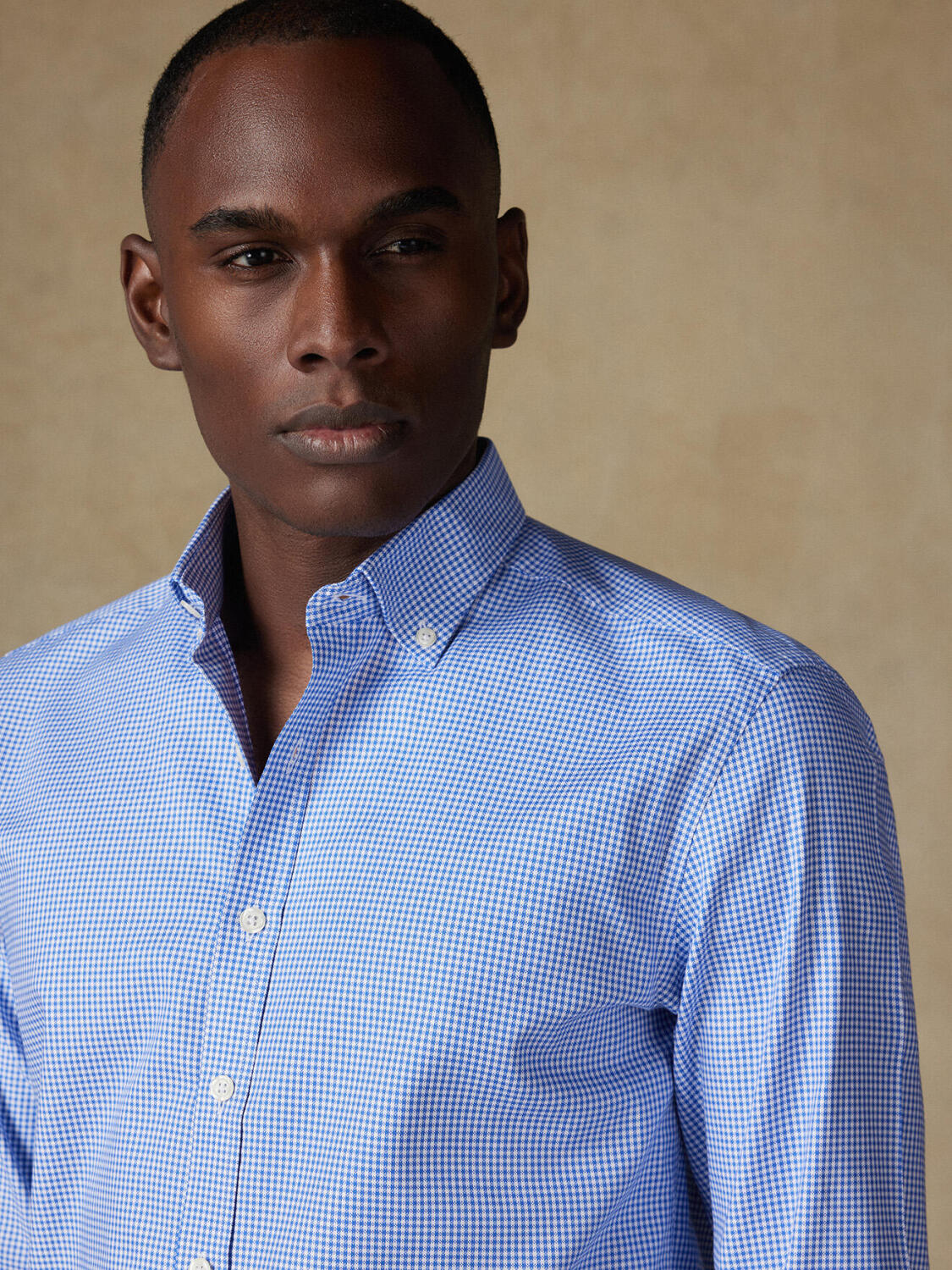 Blauw geruit overhemd  - Button down Kraag