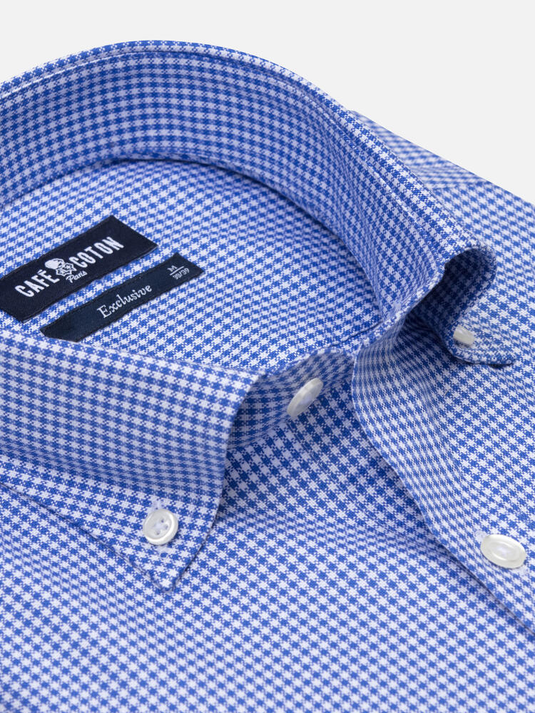 Blue gingham shirt  - Button down collar