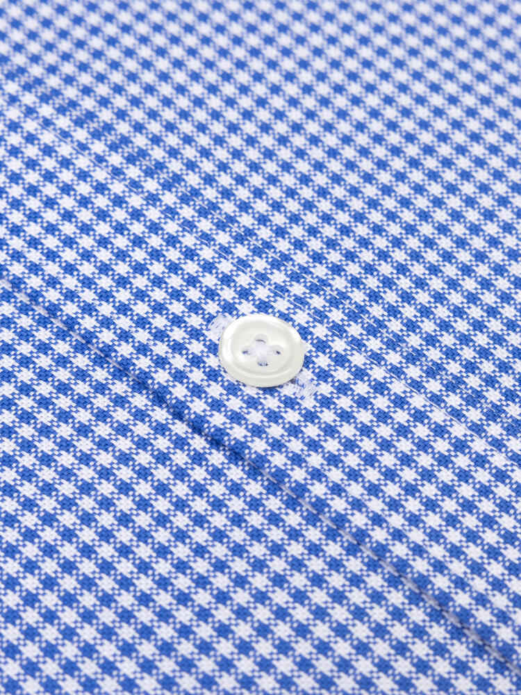 Camicia in percalle blu  - Con colletto abbottonato