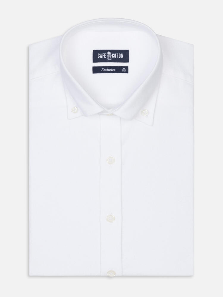 Vils White Brushed Oxford slim fit shirt - Buttoned down collar