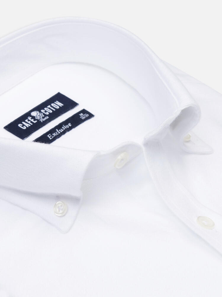 Vils White Brushed Oxford slim fit shirt - Buttoned down collar