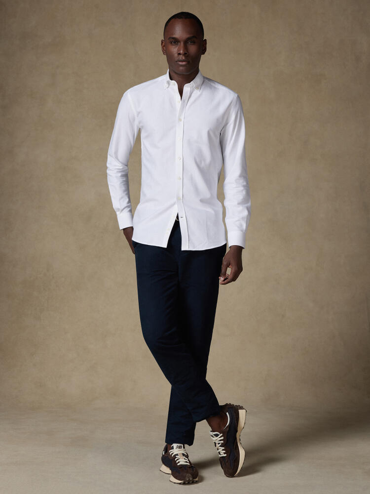 Vils White Brushed Oxford slim fit shirt - Buttoned down collar