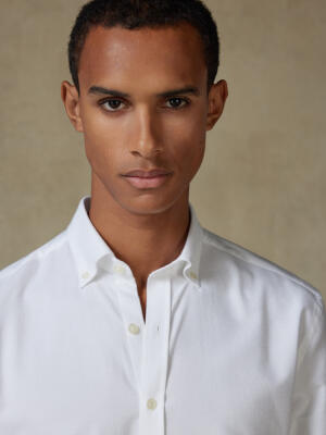 Vils white brushed oxford slim fit shirt - Button-down collar
