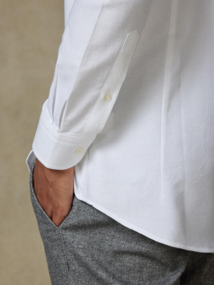 Camicia slim fit Vils in oxford spazzolato bianco - Cuello button-down