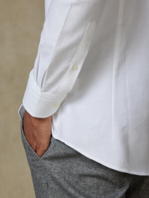 Vils white brushed oxford slim fit shirt - Button-down collar