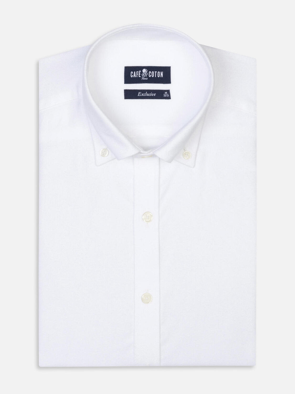Vils white brushed oxford slim fit shirt - Button-down collar