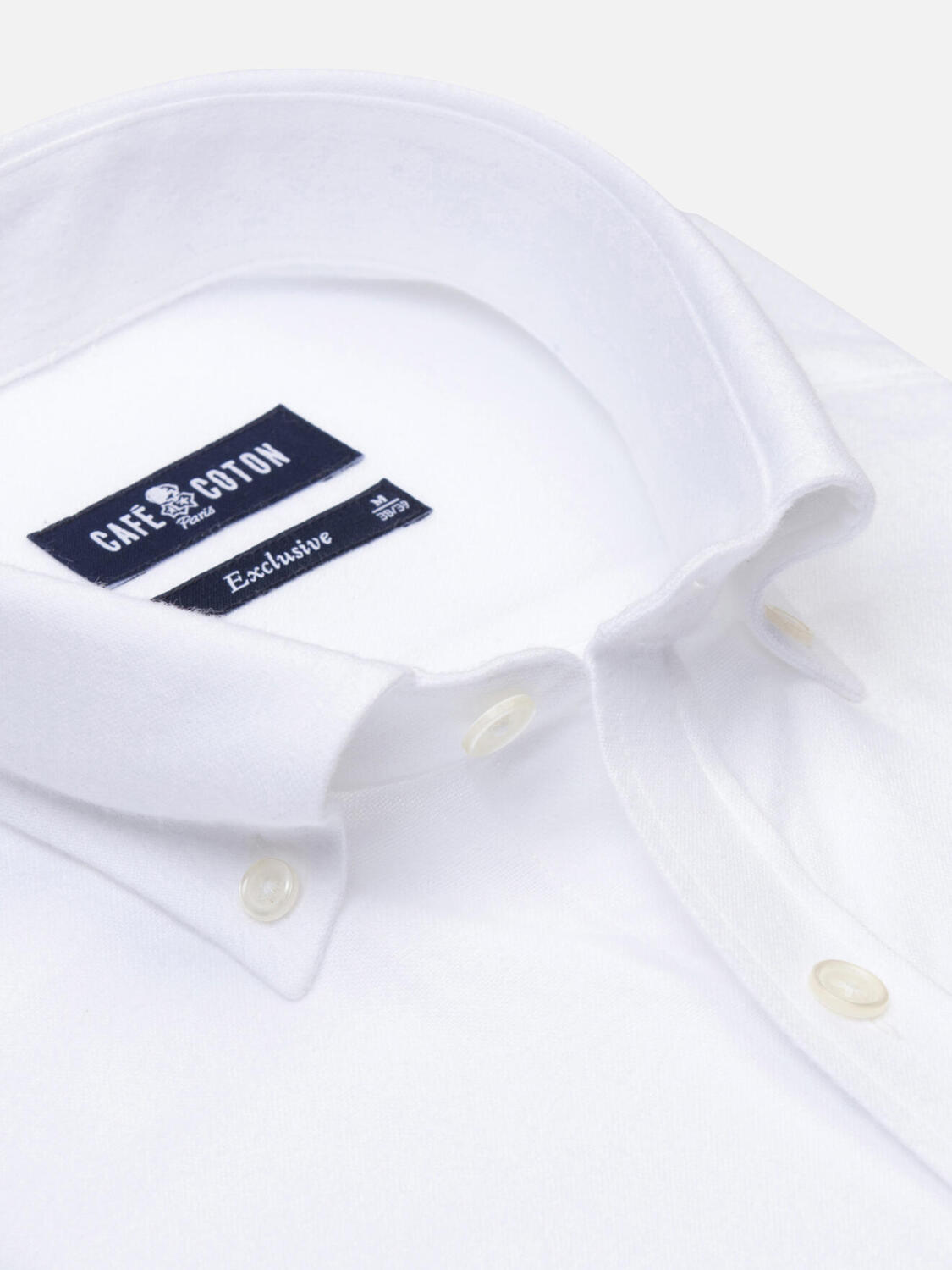 Vils white brushed oxford slim fit shirt - Button-down collar
