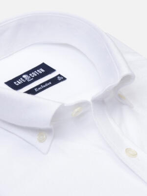 Vils white brushed oxford slim fit shirt - Button-down collar
