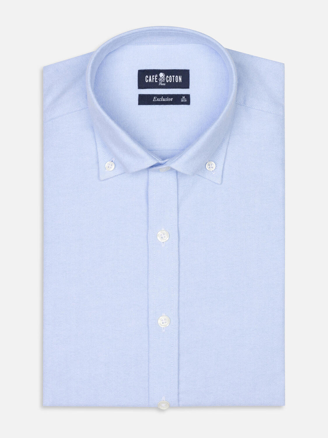 Vils Himmelblau gebürstetes Oxford-Hemd - Slim Fit - Button down Kragen
