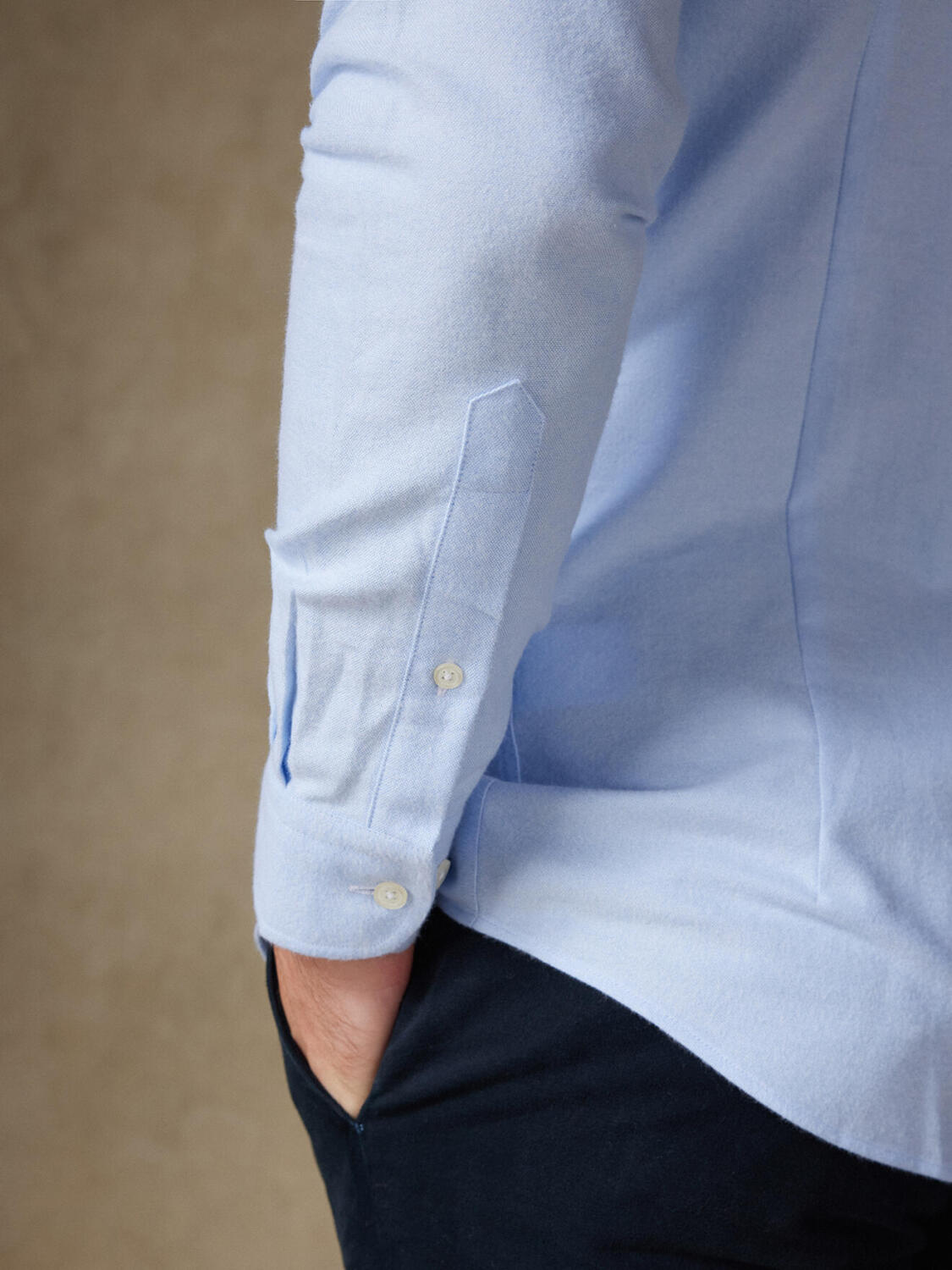 Vils Himmelblau gebürstetes Oxford-Hemd - Slim Fit - Button down Kragen