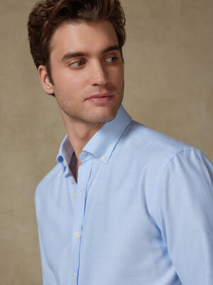 Vils sky brushed oxford slim fit shirt - Button-down collar