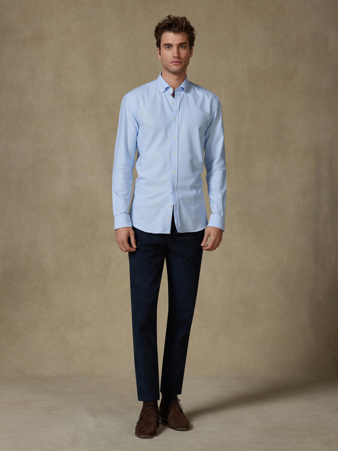 Vils sky brushed oxford slim fit shirt - Button-down collar