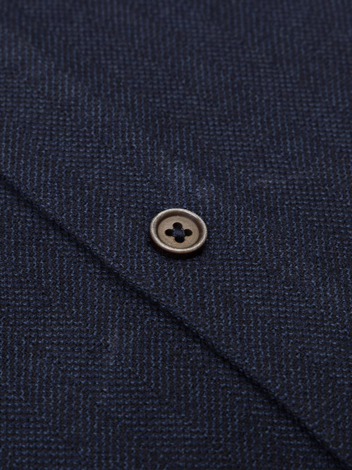 Wessow navy flannel slim fit shirt - Button-down collar