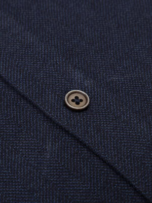 Wessow navy flannel slim fit shirt - Button-down collar