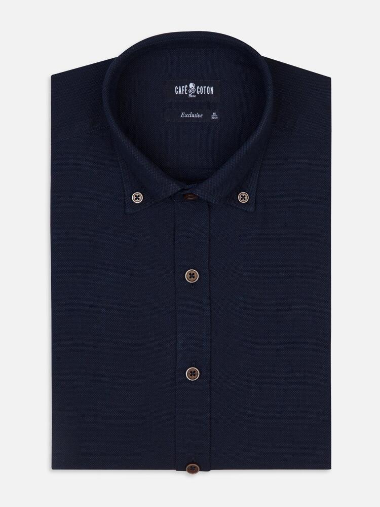 Chemise cintrée Windsor en denim à effet oxford - Col Boutonné