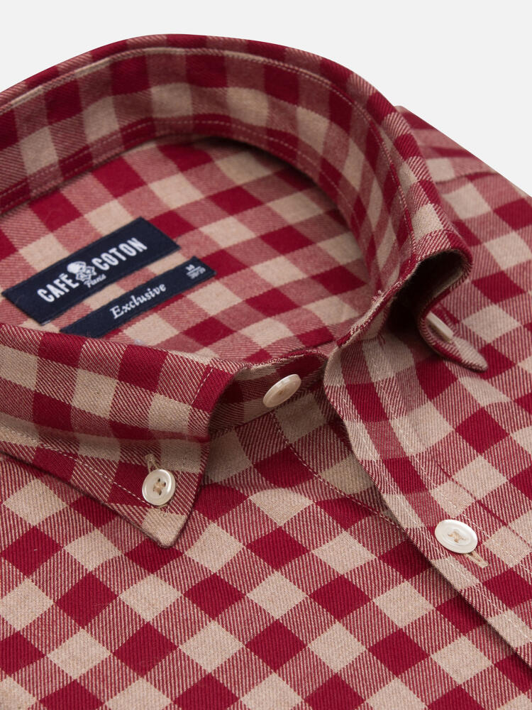 Overhemd met flanelruiten - Button-down kraag