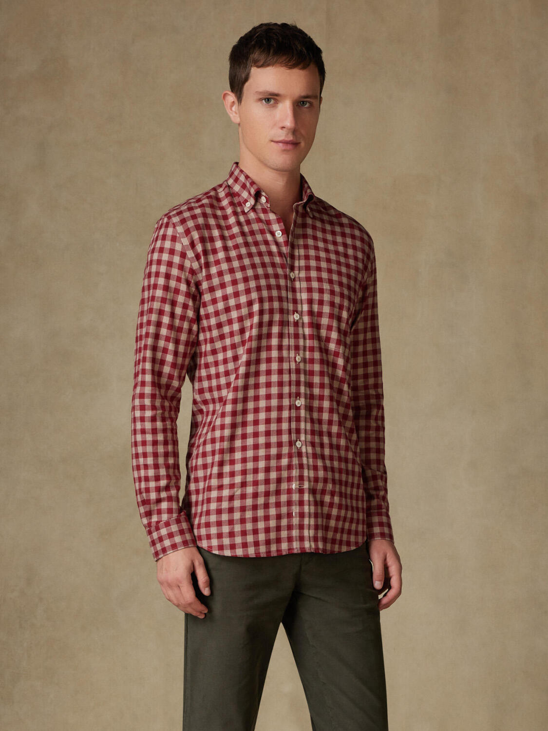 Overhemd met flanelruiten - Button-down kraag
