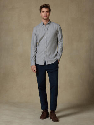 Storm grey flannel shirt - Button-down collar