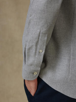 Storm grey flannel shirt - Button-down collar