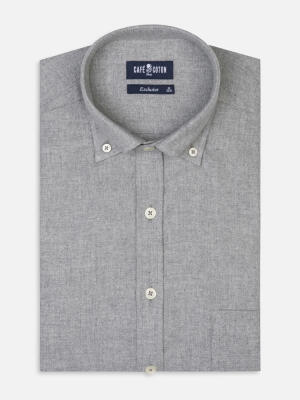 Storm grey flannel shirt - Button-down collar
