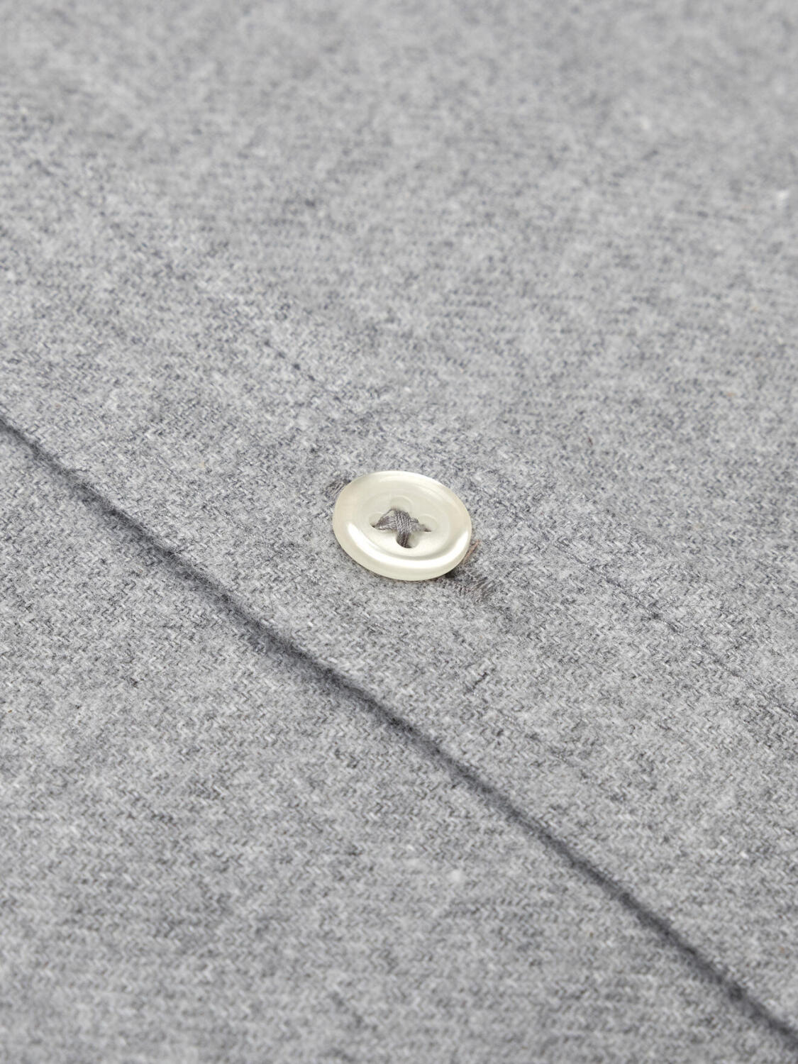 Storm grey flannel shirt - Button-down collar